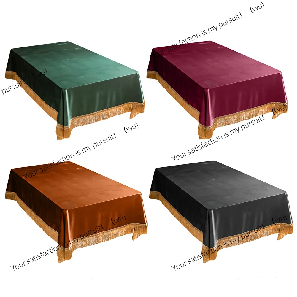 For Family Dinners And Parties Retro European Tassel Velvet Tablecloth Square Shape High-Quality Dining Table Cover