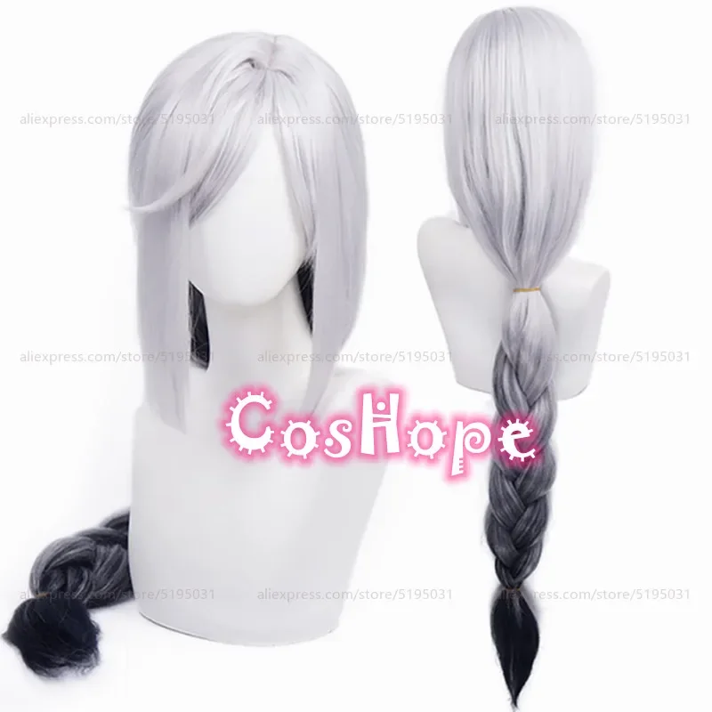 Shenhe Cosplay Wig With Big Braid Women 80cm Long White Gray Black Wig Cosplay Anime Cosplay Wigs Heat Resistant Synthetic Wigs