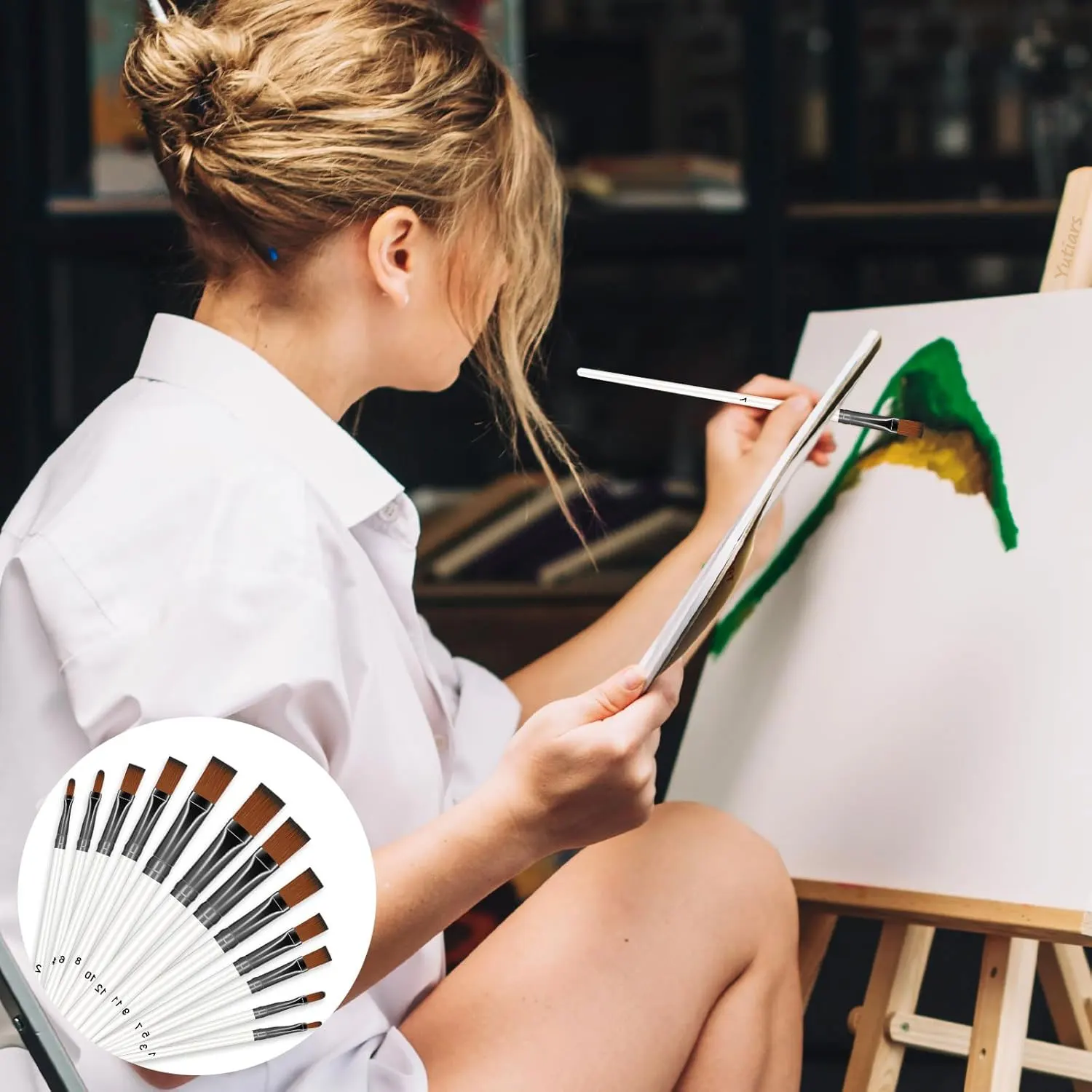 12 قطعة/المجموعة DIY النفط الاكريليك اللوحة الفن الطلاء فرش لوازم النايلون الشعر مقبض خشبي فرشاة الرسم بالألوان المائية مجموعة أقلام التعلم