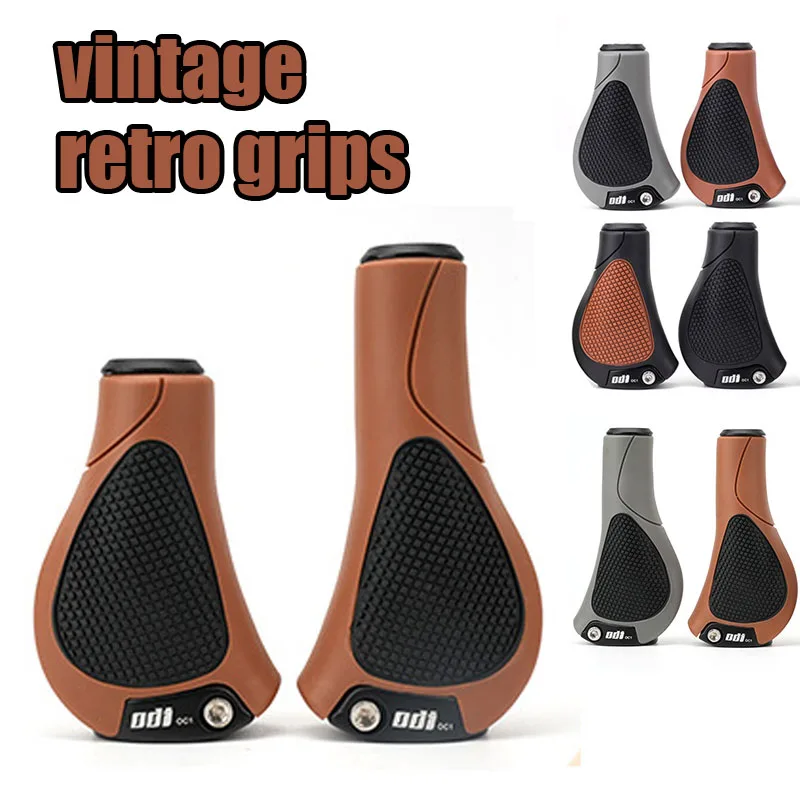ODI Vintage bicycle handlebar grips Ergonomic brown black long short Rubber MTB handlebar grips 22MM For Mountain bike