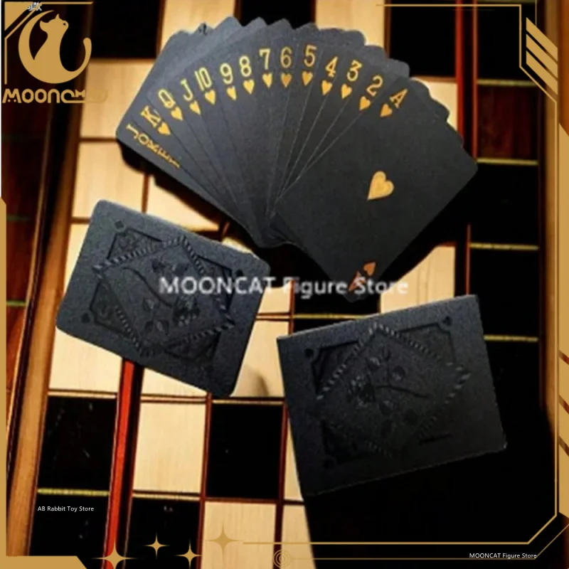 Color Black Gold Poker Playing Card Game Card Group Waterproof Poker Suit Magic PET Bronzing Package Board Collection Game Gift