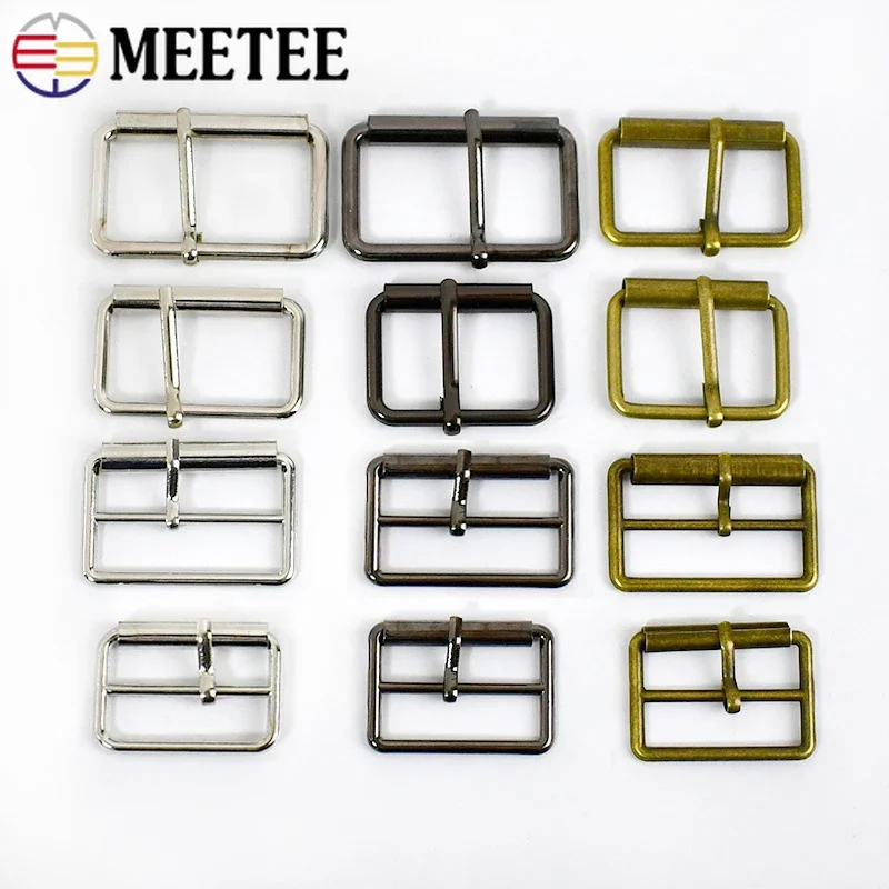 5/10Pcs Meetee 20-50mm Metal Belt Buckles Bag Straps Adjust Pin Buckle Rectangle Belt Decorative Clasp DIY Sewing Accessories