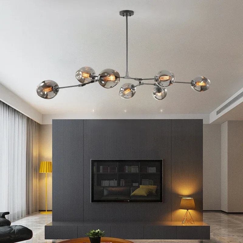 Lustre Glass Chandeliers Modern LED Molecule Ceiling Pendant Lamps Living Dining Room Home Decor Hanging Lights Kitchen Fixtures