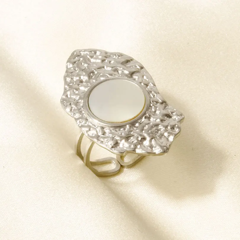 男性と女性のためのステンレス鋼のリング,海のジュエリー,貝殻,葉,幾何学的,丸い,オープン,調整可能,ビーチ,休暇,アクセサリー