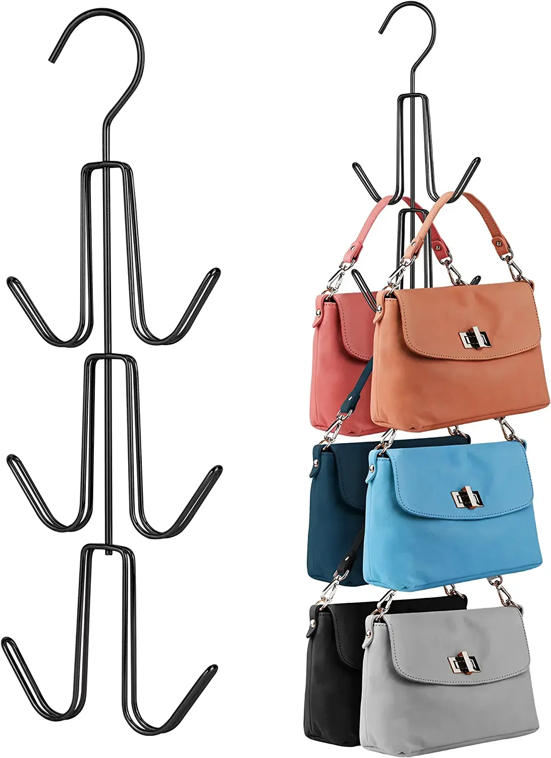 

Purse Hangers,Holder for Closet Stackable Purse Storage Hook Closet Organizer Metal Space Saving Clothes Hanger