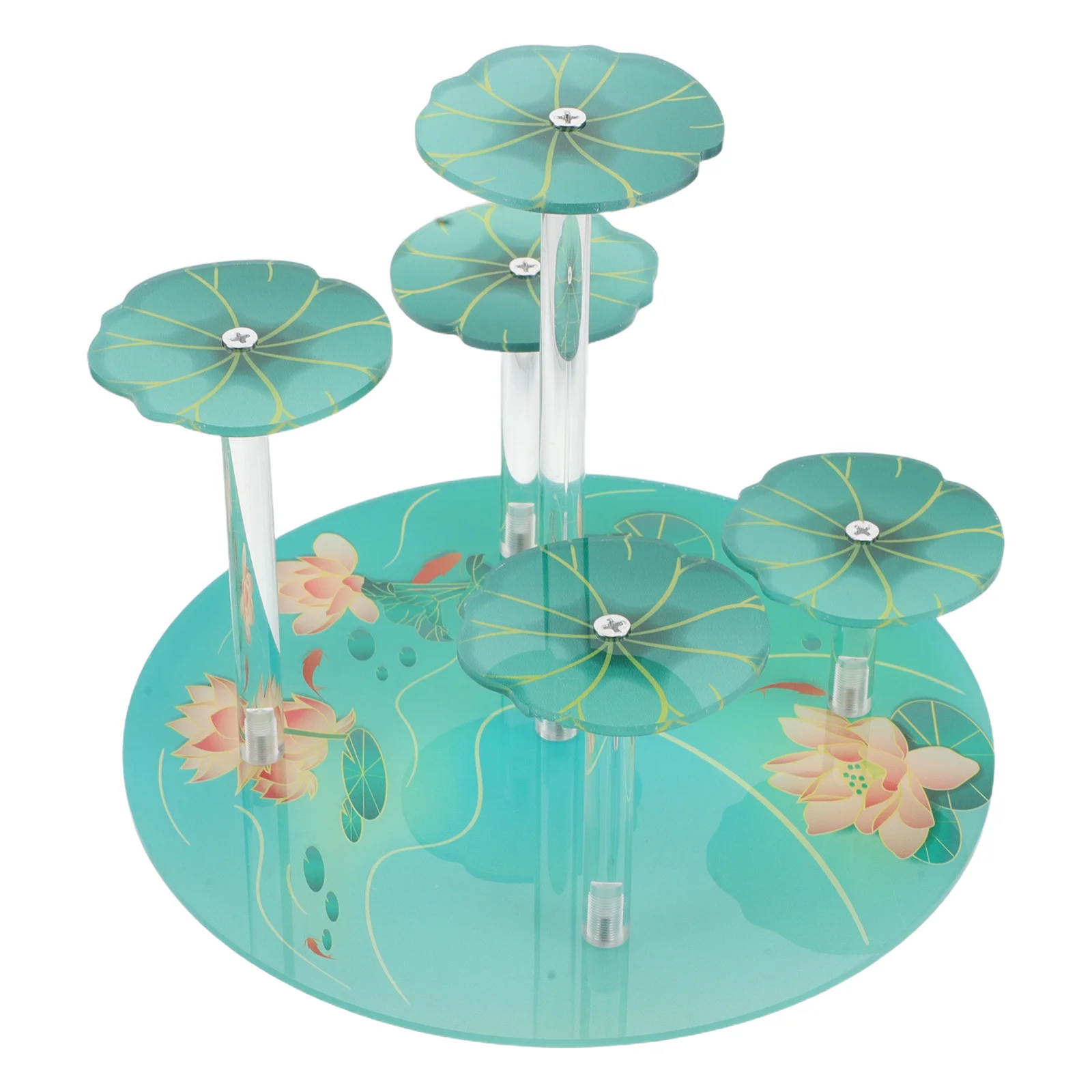 

Acrylic Display Riser Stand Multi-Layer Lotus Design For Dessert Cupcake Shelf Action Figure Plant Perfume Jewelry