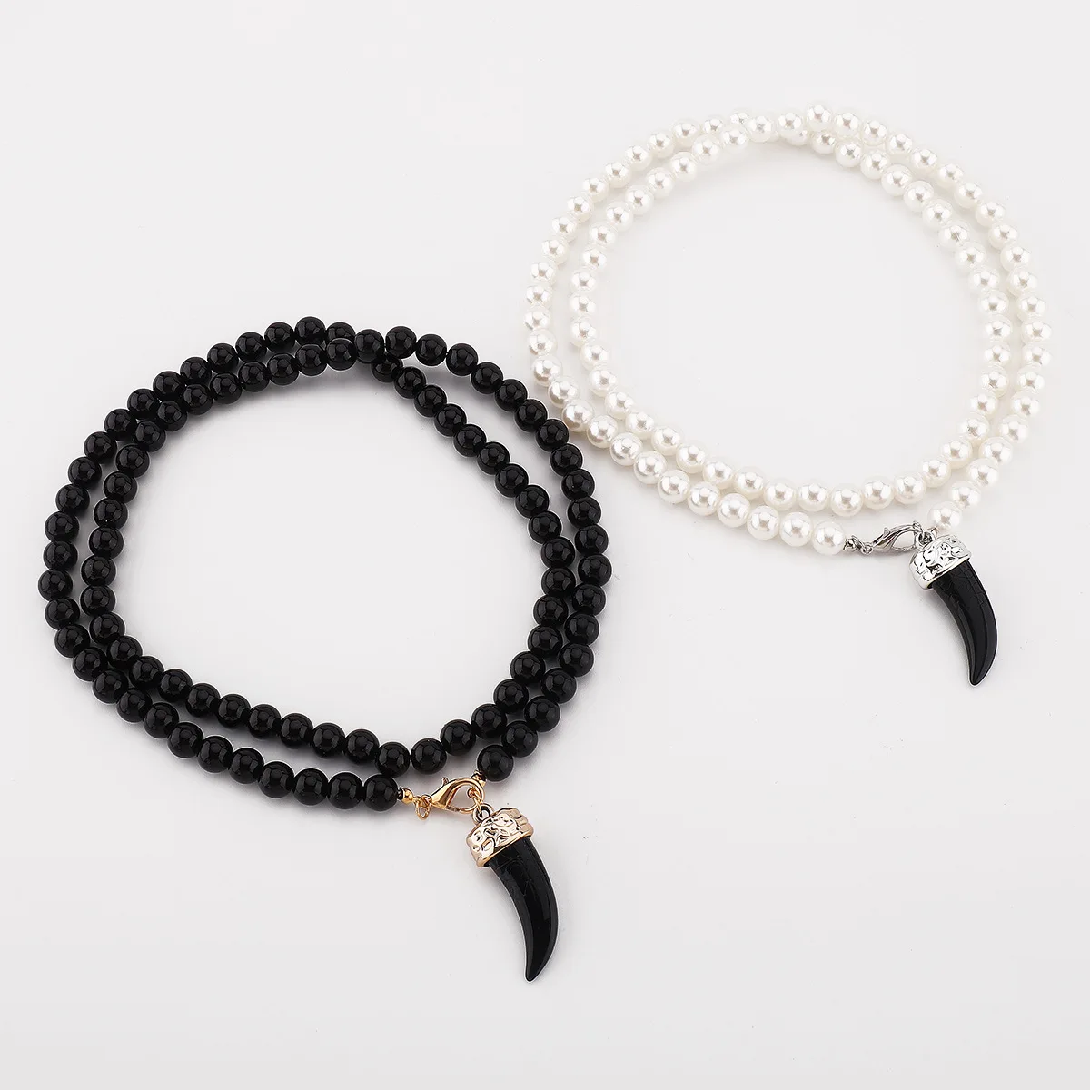 ZAA Vintage Women Jewelry Personality Horn Pendant High Quality Pearl Beaded Necklaces 2025 Trend Holiday Party Accessories