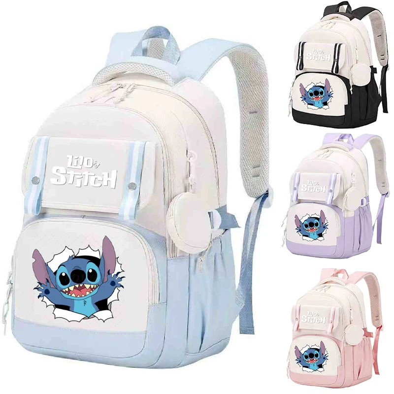 

Cute Disney Stitch Schoolbags Women Girls Large Capacity School Backpack Children Teeneger Cartoon Stitch Backpack Student Bags