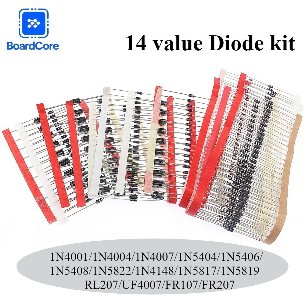 Schottky Rectifier Diode 350PCS 14 Values Assortment 1N4148 1N4001 1N4004 1N4007 1N5404 1N5406 1N5408 UF4007 FR107 1N5817