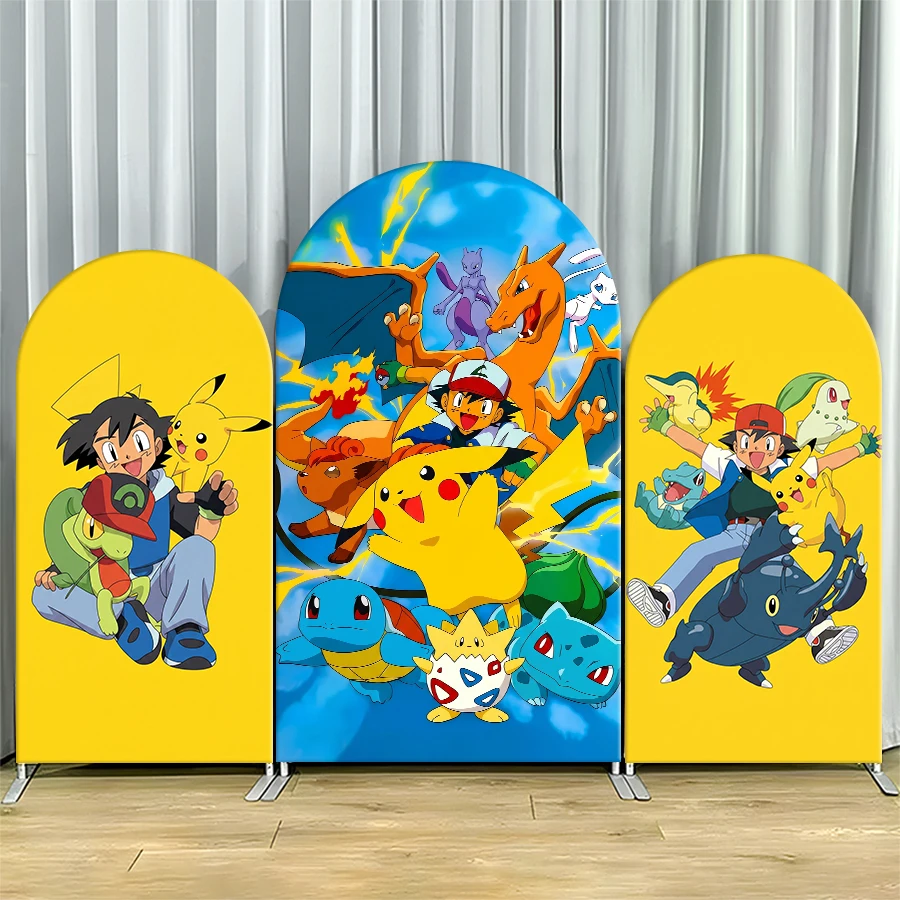 

Pokemon Pikachu Baby Shower Arch Backdrop Cover Kids Birthday Party Decorations Anime Game Theme Photo Booth Decorations
