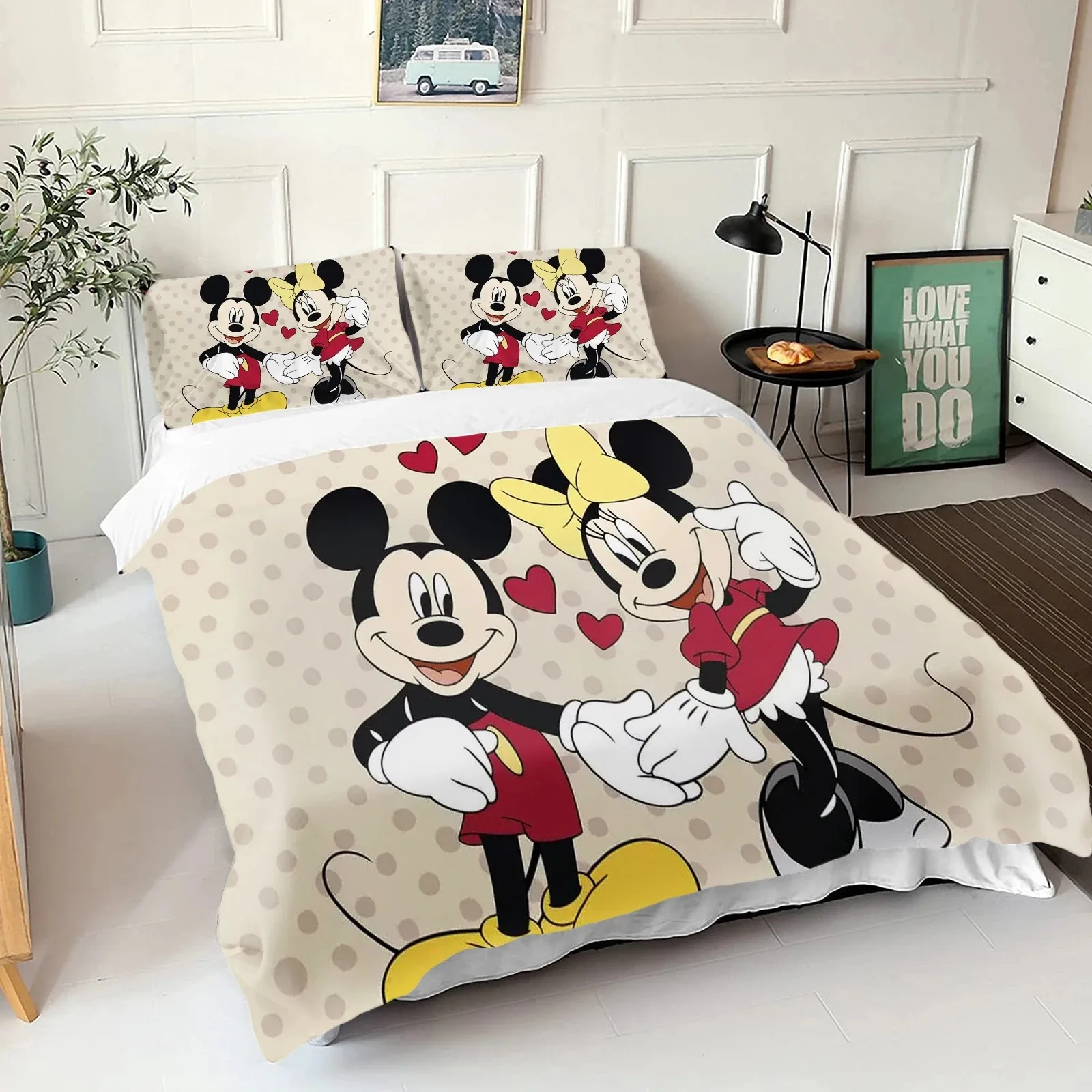 

Disney Home Room Bedroom Bedding Set Mickey Mouse Duvet Cover Pillow Case, Boy & Girl Duvet Cover Gift, Queen Double Bed