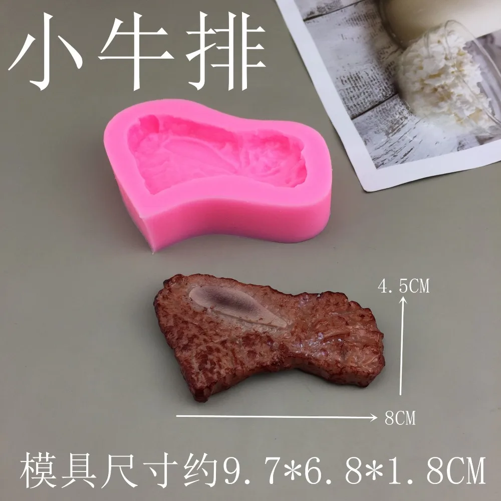 Creative Pork Ribs Steak Shrimp Shrimp Shapes Drip Glue Plaster Sugar Flipping and Hand Made DIY Silicone Kneading Baking Molds