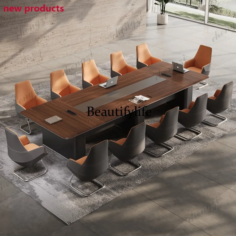 Simple modern large conference room office table and chair combination training negotiation table Italian minimalista68