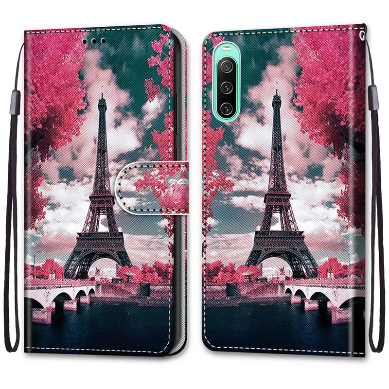 Flower Pattern Flip Case For Sony Xperia 10 1 III 10-3 SO-52B SOG04 XQ-BT52 Coque Wallet Leather Phone Cases Stand Book Cover