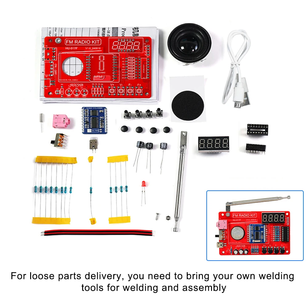 

FM Radio Assembly Kit Circuit Board Making DIY Soldering With Display 87-108MHZ FM Radio Kit Power Tools Replacement Accessories