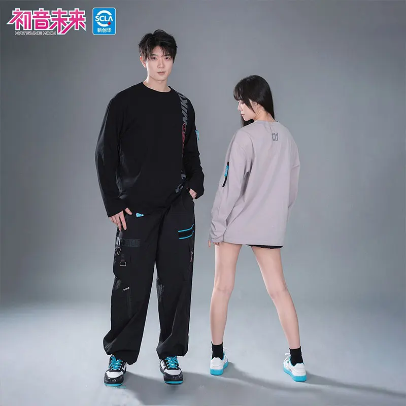 初音ミク-tシャツ男性女性フルスリーブ-tシャツアニメボーカロイドスウェットシャツアウトドアカジュアル秋学生服ルーズトップ