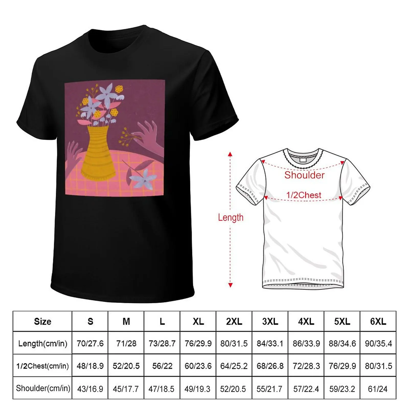 Flower arrangement - illustration in lavender, pink, mustard yellow and violet T-Shirt cotton tshirt 100% T-Shirt