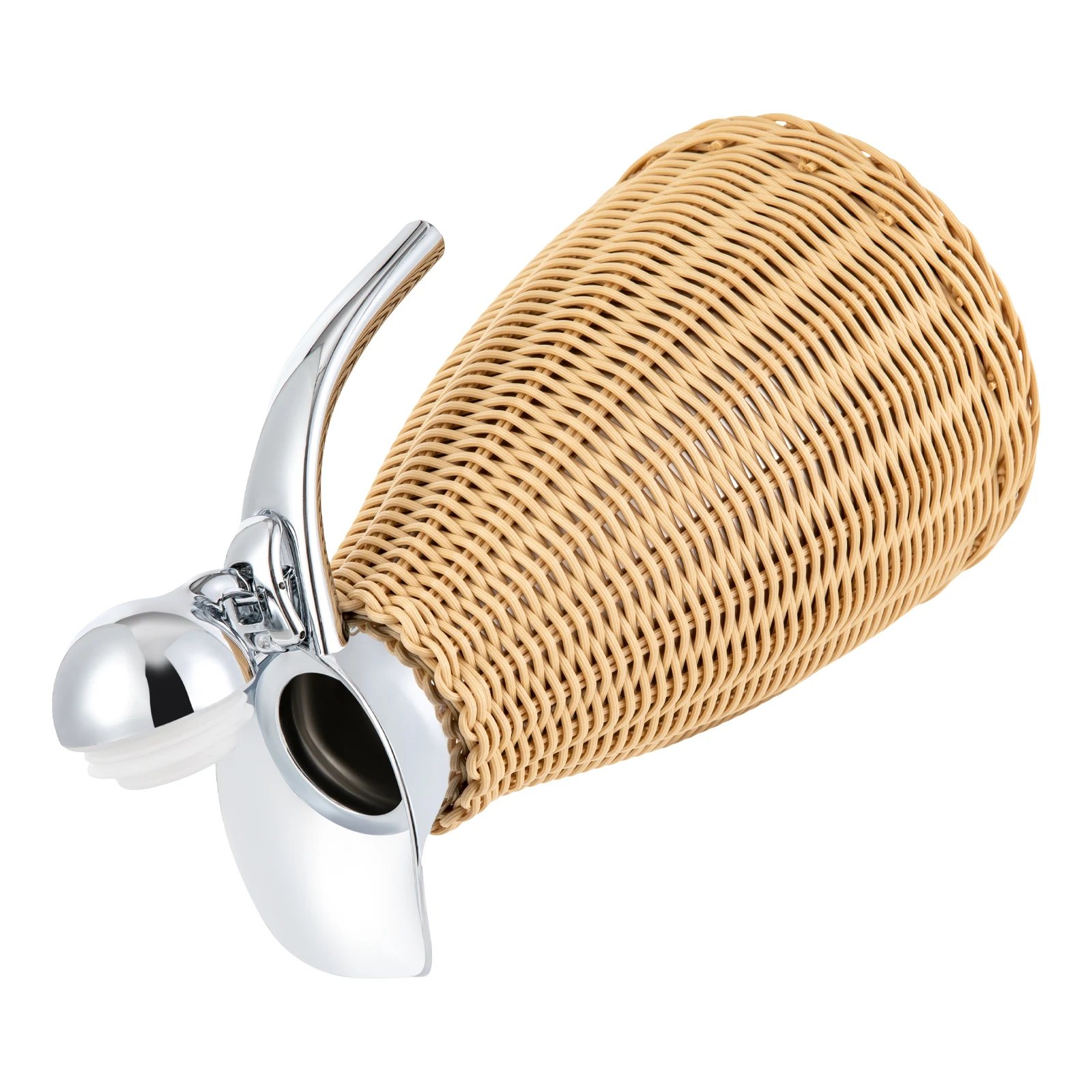 1.5L Stainless Steel Coffee Thermal Jug, Double Walled Vacuum Insualted Jug, Rattan Thermal Jug Natural