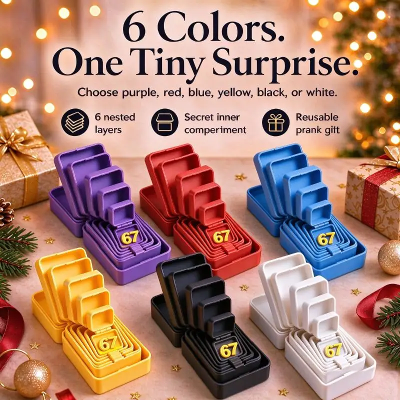 6Pcs Multi Layer Nested Surprise Prank Gift Box with Built-in Number 67 Set Funny Joke Toy for Teen Adult Party Games