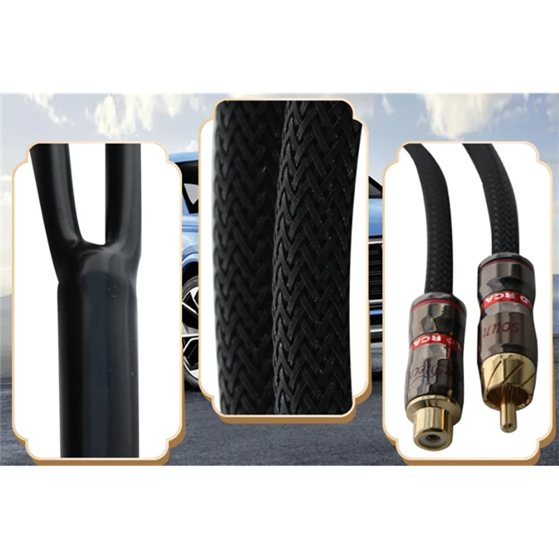 ABSQ-Kabel Audio Amplifier Subwoofer Mobil 30Cm Konektor RCA Tembaga Murni Male To Female Kabel PVC