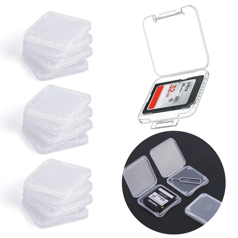 Boîte de rangement transparente pour carte mémoire SD TF CF, étui de protection Portable Anti-perte pour carte mémoire, étui en plastique Transparent