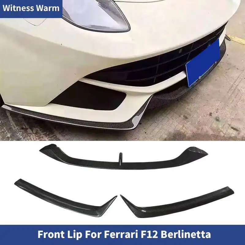 Couteau à vent à lèvre avant en fibre de carbone modifiée, grand encerclement, séparateur, Ferrari F12, Berlinetta, 2013-2014, 3 pièces