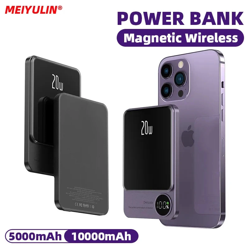 10000 mAh slanke magnetische powerbank 15 W draadloze snellader 5000 mAh PD20W externe reservebatterij voor iPhone 15 14 Samsung Xiaomi