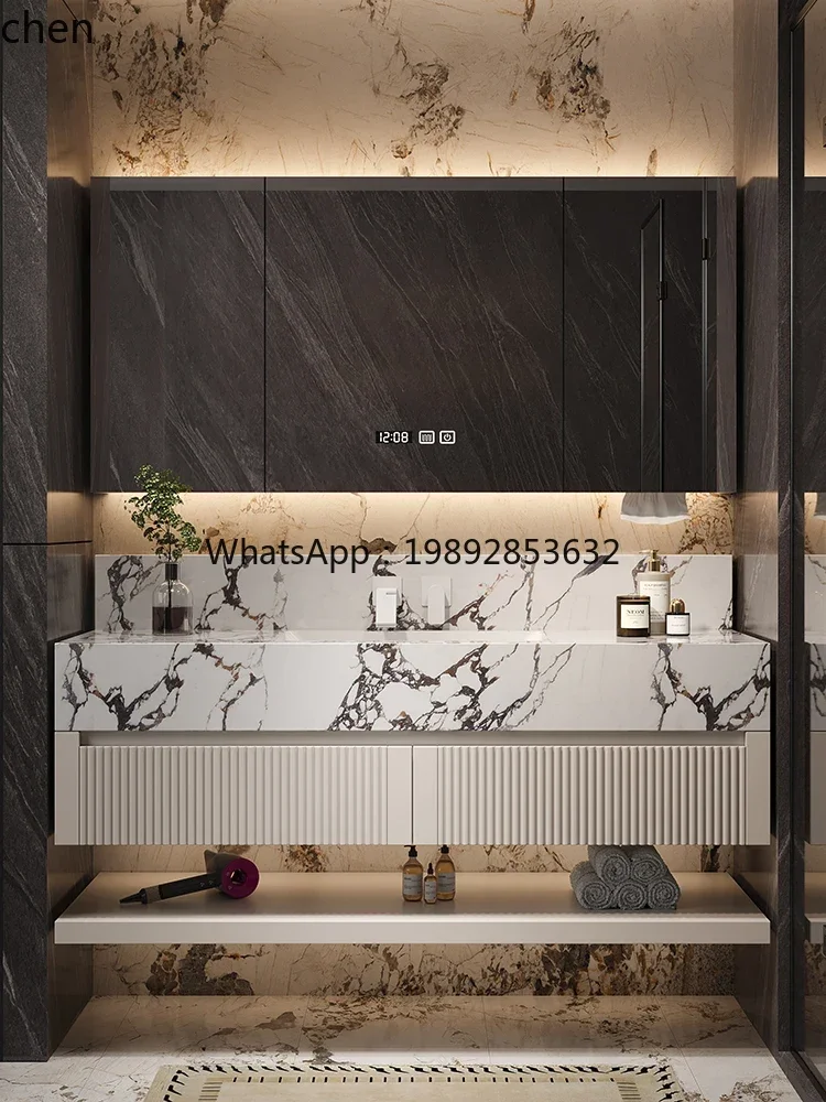 

XX ceramic seamless integrated double basin bathroom cabinet combination bathroom wash basin washstand