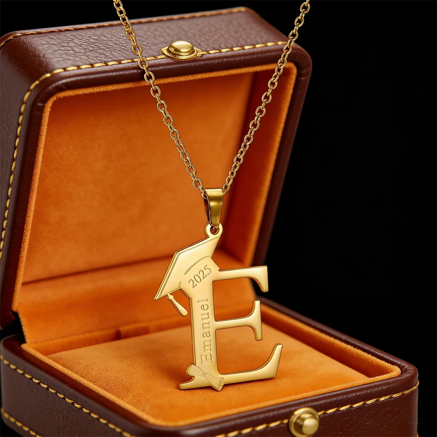 

Acheerup Personalized Engrave Year Name Elephant Necklace for Kids Stainless Steel Custom Name Pendant Graduation Season Gifts