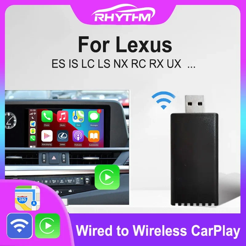 Rhythm Wireless CarPlay Adapter For Lexus NX ES RX GS IS UX CT LS LX LC RC 2017-202 For OEM Car Stereo Upgrade Siri Map Music