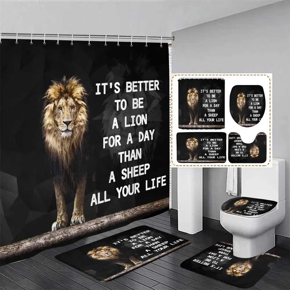 Moon Leopard Cheetah Shower Curtain Sets Bathroom Decor Sets Bathroom Curtains Toilet Mat Lid Rug Accessories Animal Print 4pcs