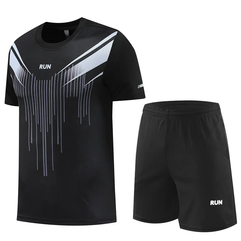 Outdoor Basketball Sports Men's Tees Sets Summer Casual Short Sleeve Top Shorts 2 Piece Outfit Fashion Running Fitness Gym Suits