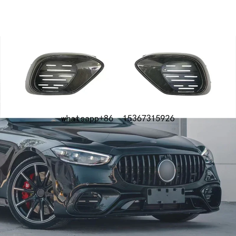 Auto Parts Dry Carbon Fiber Front Bumper Intakes Cover for Mercedes S Class W223 S63 Car Fog Lamp Cover Kit Replacement