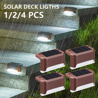 1/2/4PCS Solar Deck Lights Outdoor Step Fence Lights Waterproof Solar Lamp for Railing Stairs Pathway Garden Light Decoration