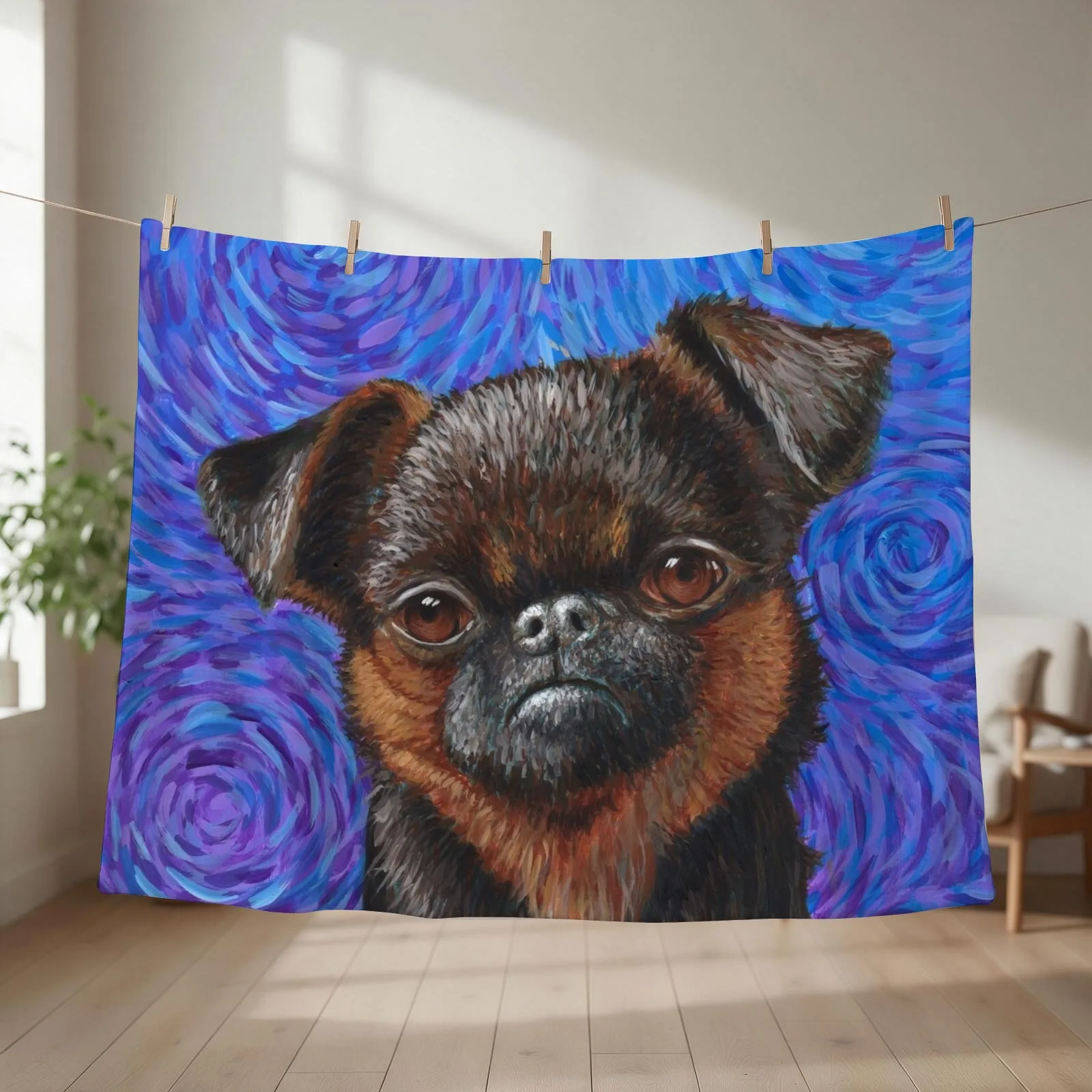 Brussels Griffon Throw Blanket couch cozy soft plush fuzzy picnic outdoor blanket