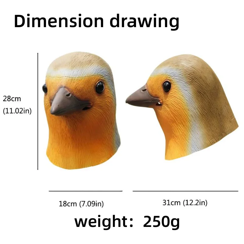 Robin Bird Mask Latex Giant Bird Head Masks Halloween Animal Cosplay Costume Kids and Adult Theater Party Props Birthday Gift