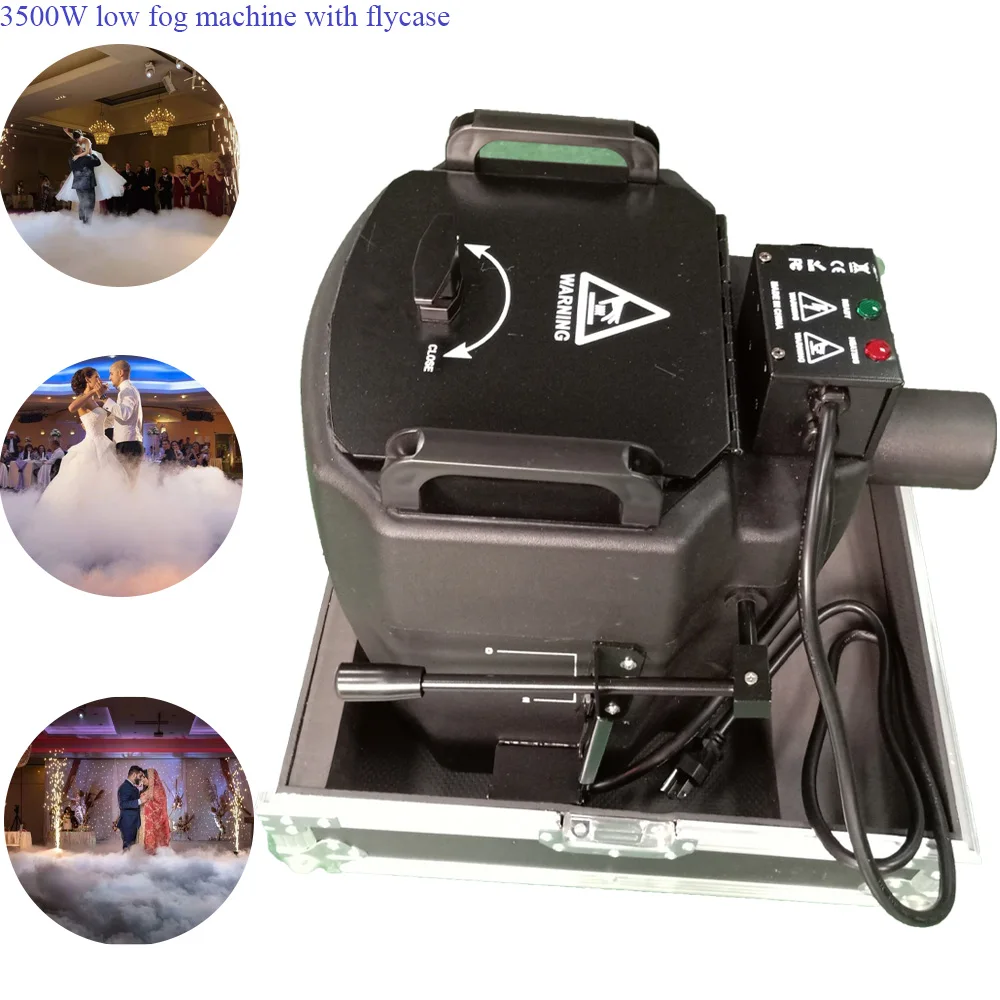 3500w Dry Ice Blasting Machine Low Fog Smoke with Flight Case Stage Effect Machine for Wedding DJ Disco Light Effects Party Show