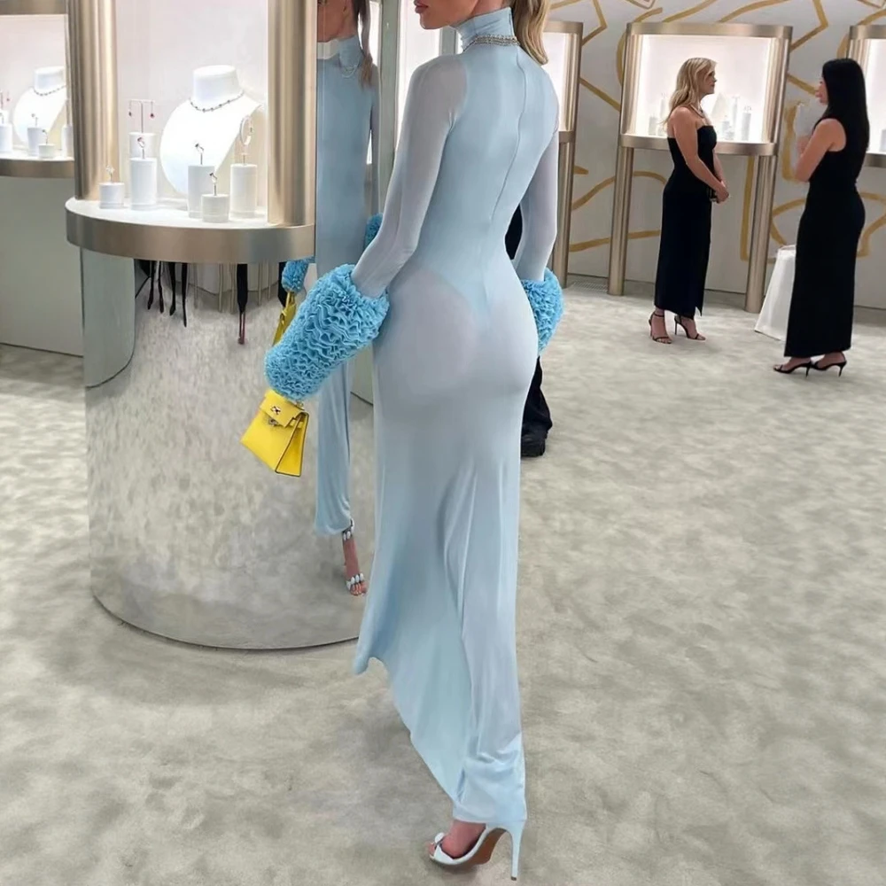 فساتين نسائية ذات لون سادة وأكمام طويلة ورقبة دائرية، فساتين ضيقة للربيع والصيف، أزياء ناضجة للسيدات