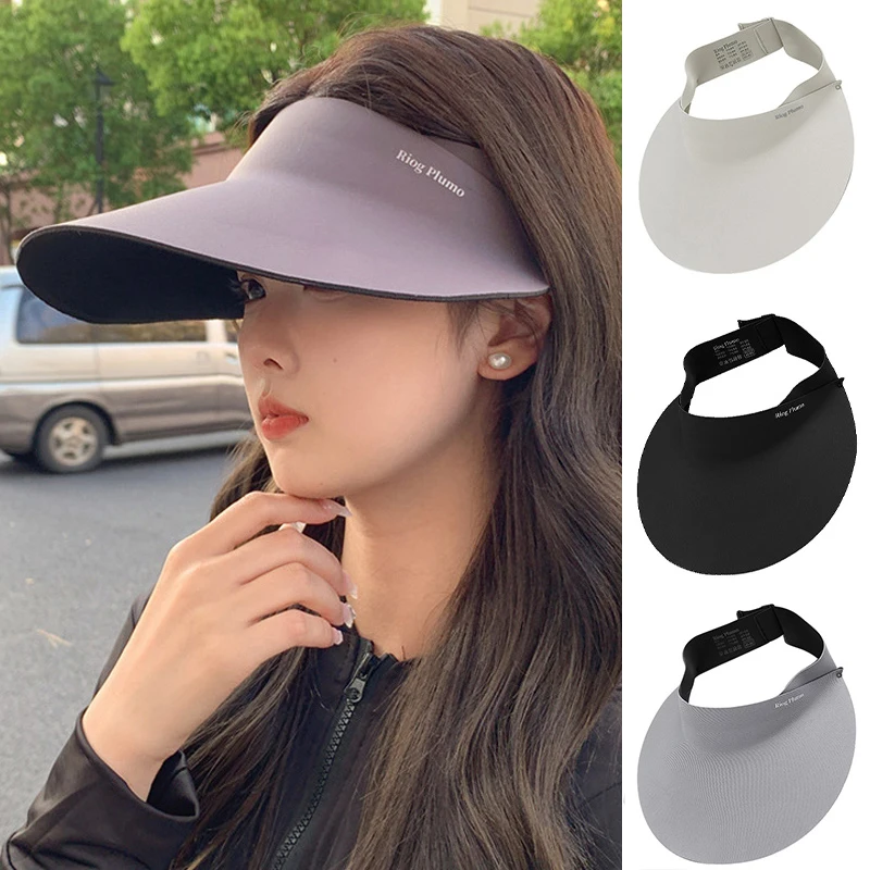 

Big Brim Empty Top Sun Hat Seamless One-Piece Women Men Visor Cap Summer Anti-UV Shade Hats Outdoor Foldable Riding Sport Visors