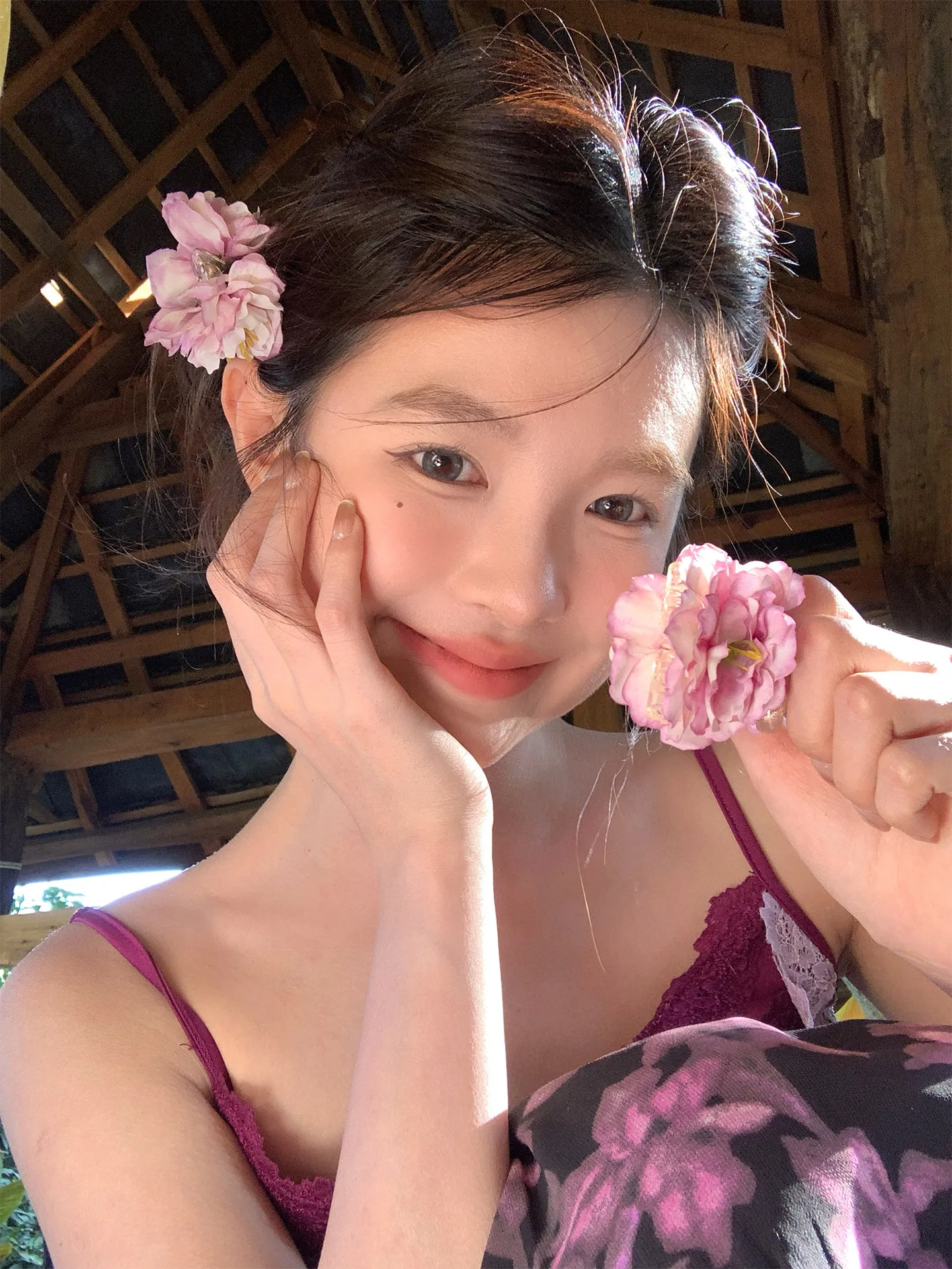 Chinese Style Lucky Fortune Flower Mini Hair Claw Clips For Women Spring Summer Side Bangs Accessories Peach Pink Wine Red White