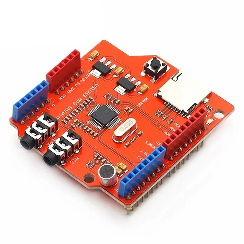 5pcs VS1053 VS1053B Stereo Audio MP3 Player Shield Record Decode Development Board Module With TF Card Slot For arduino UNO R3