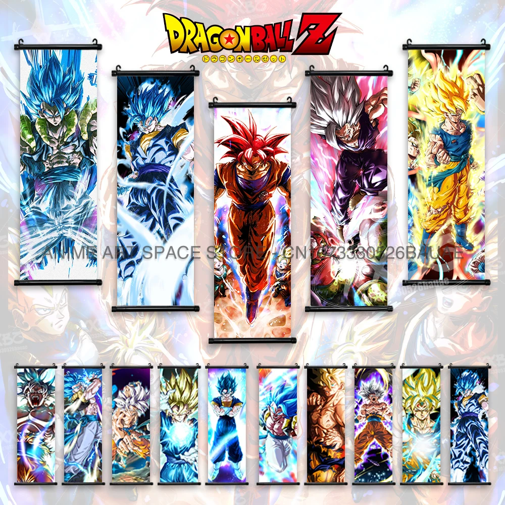 

Dragon Ball Hanging Paintings Anime Wall Art Gohan HD Vegeta Poster Goku Home Decorative Goten Saiyan Decorative Scroll Pictures