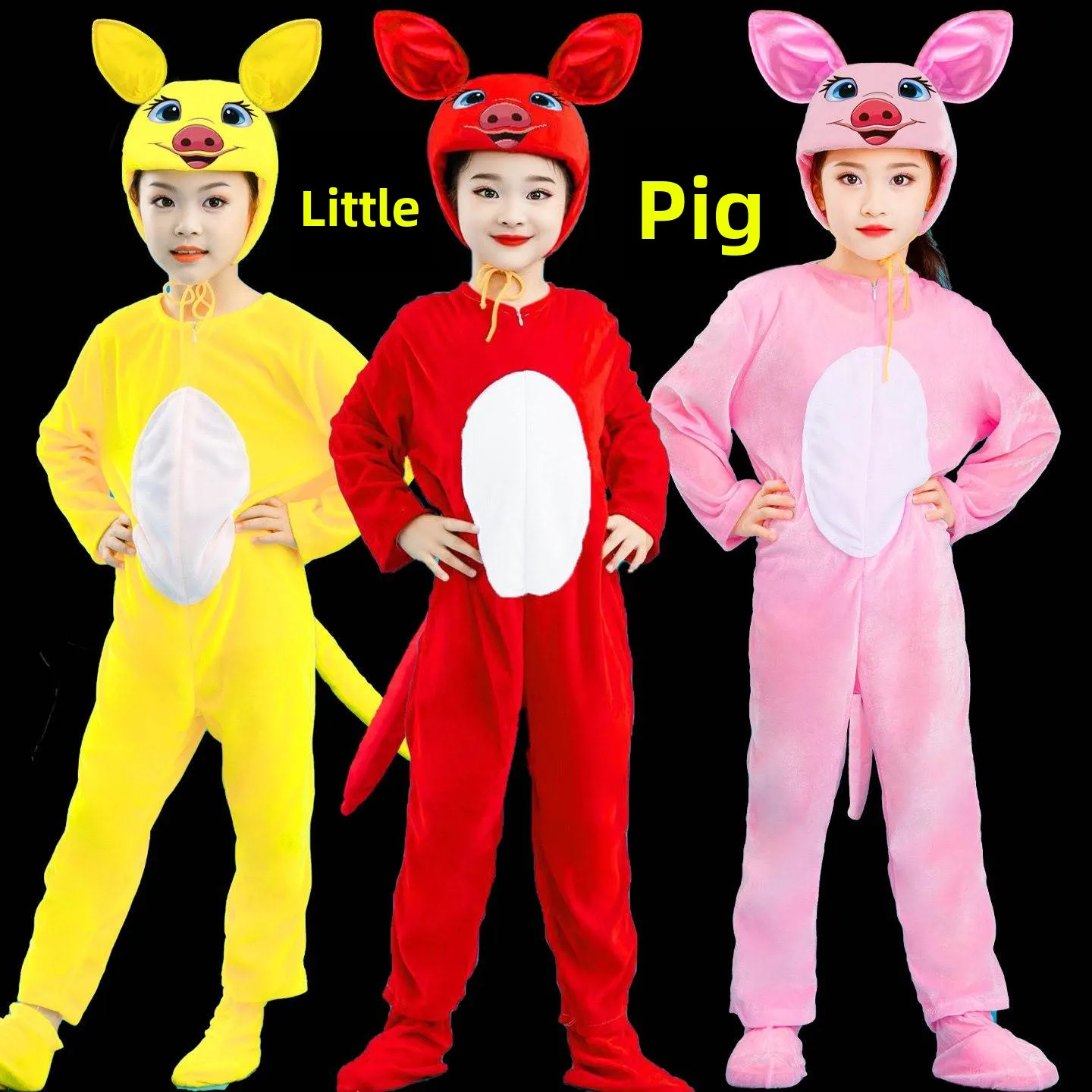 Halloween Pig Costume Children's Animal Performance Clothes Stage Outfits Three Little Pigs Build a House Fairy Tale Theme