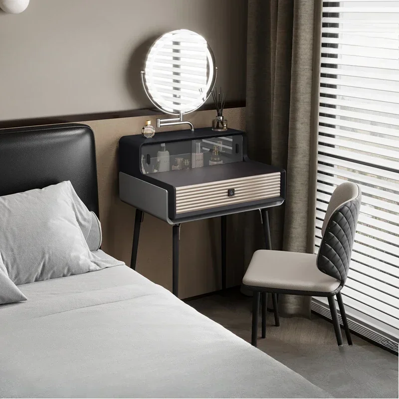 Italian minimalist solid wood dresser small apartment master bedroom 2024 new light luxury high-end smart lock makeup table