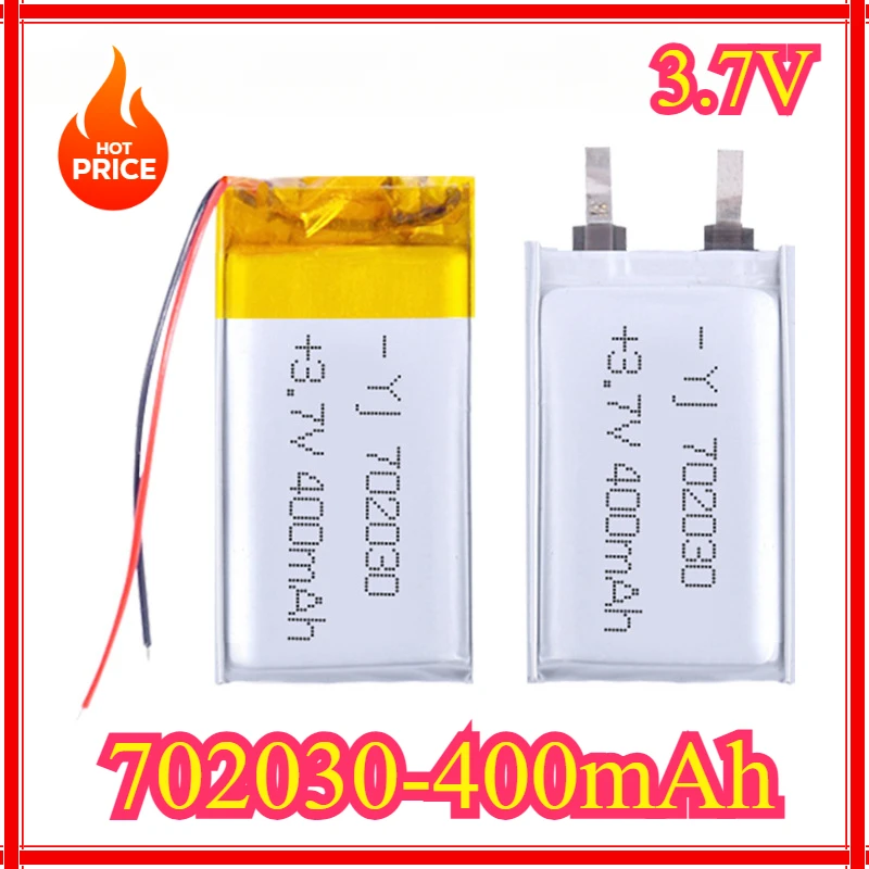 

702030 3.7V 400mAh lithium polymer rechargeable battery for toys DIY MP3 GPS PSP DVR remote control drone beauty instrument