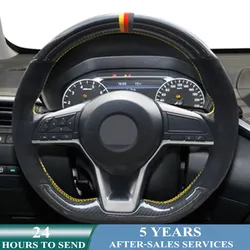 Car Steering Wheel Cover Suede Carbon Fiber For Nissan X-Trail Qashqai March Serena Micra Kicks 2017-2019 Altima Teana 2019