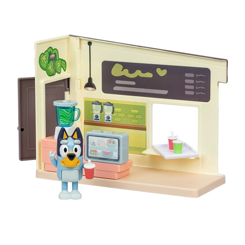 Zestaw Sklep z Napojami Bluey Model Sceny z Kreskówki Zabawka Interakcja Rodzic-Dziecko Prezenty dla Dzieci Figurka Anime Model Lalki Zestaw do Składania