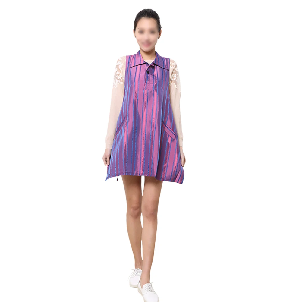 

Stripe Pattern Apron For Kitchen Hairdressing Material Fashion Design Front Pockets Keep Clean Professional Household