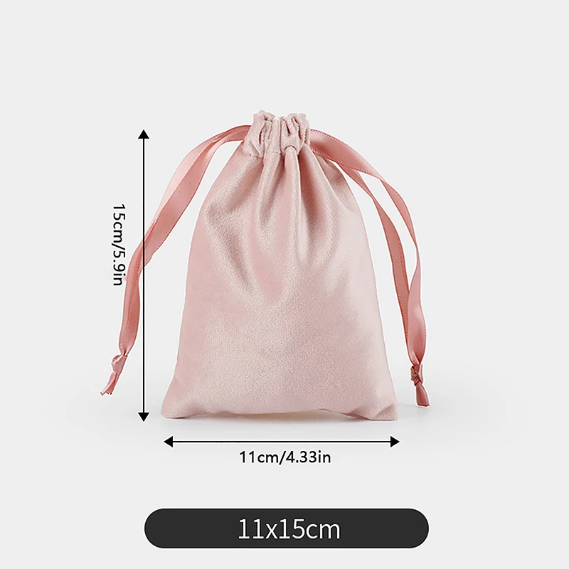 1pc Large Soft Drawstring Capacity Easy Carry Colorful Velvet Drawstring Bag Christmas Favor Pouches & Gift Bags