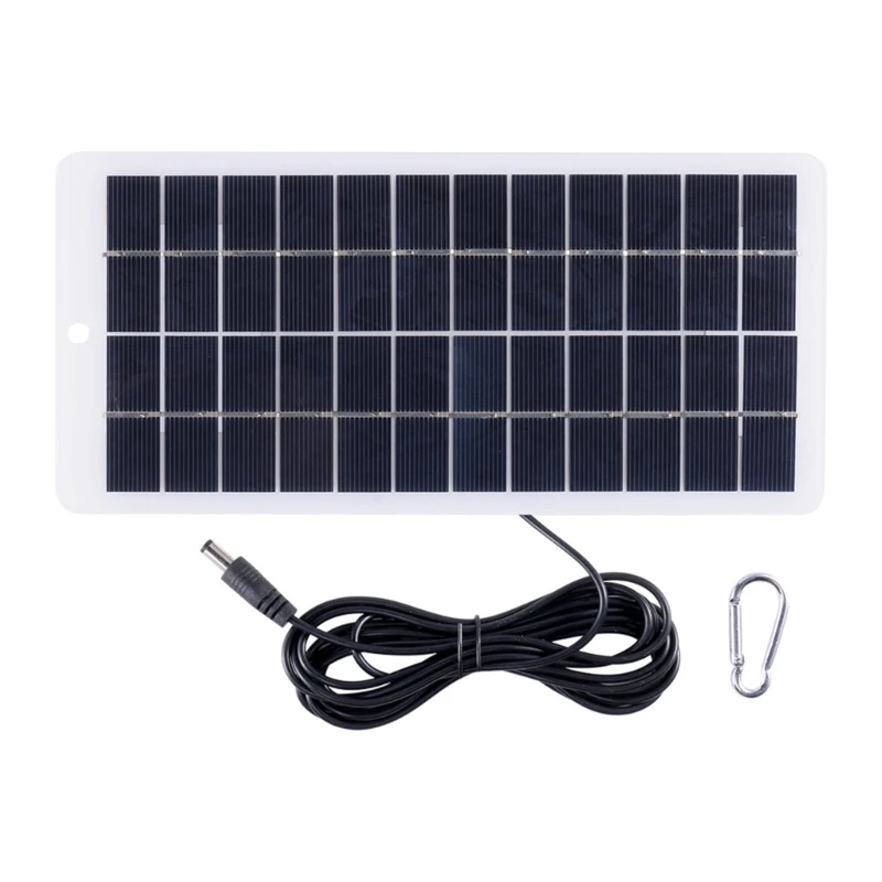 5W Solar Battery with Carabiner 12V Solar Power Polysilicon Solar Plate Portable for Outdoor